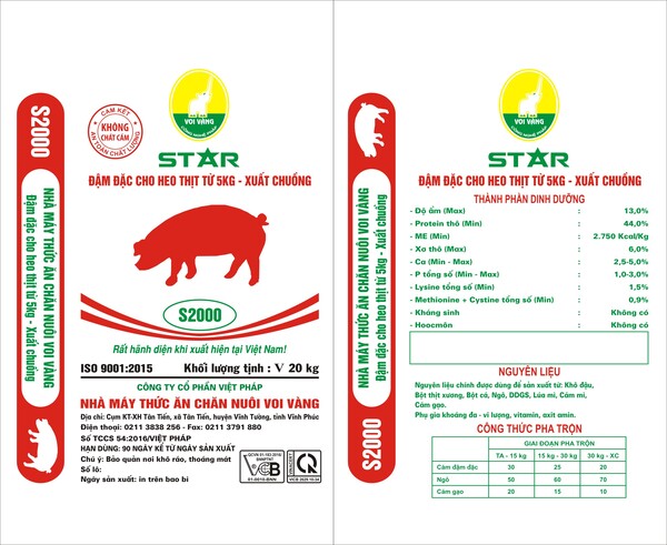 Thức ăn S2000 20kg - Công Ty Cổ Phần Việt Pháp